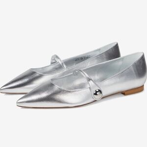Stewart Weitzman Silver Mary Jane Flats